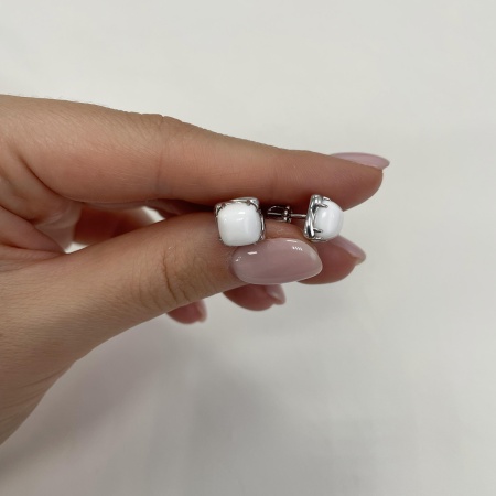 Пусеты из серебра с агатами