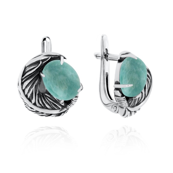 Серьги из серебра с амазонитами