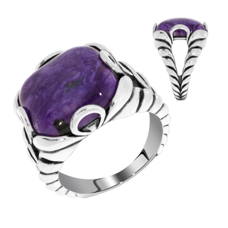 Купить кольцо из серебра с чароитом в интернет-магазине KRASNOE