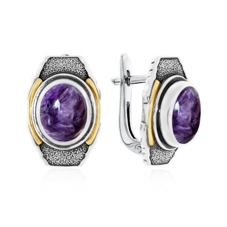 Серьги из серебра с чароитами 2317462396 от KRASNOE, металл Серебро, вставка Чароит