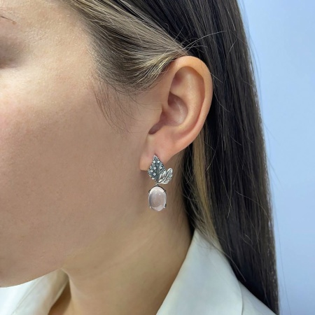 Серьги из серебра с кварцем и фианитами 2310102267-30 от KRASNOE, металл Серебро, вставка Кварц