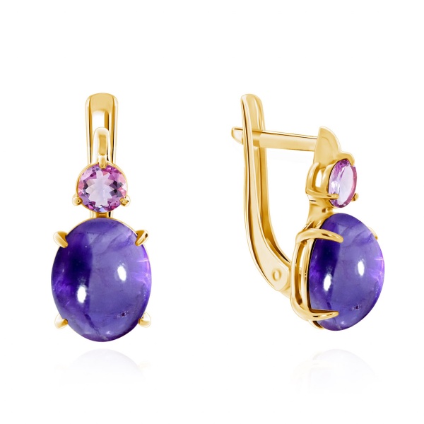 Серьги из серебра с синтетическими корундами и фианитами со скидкой