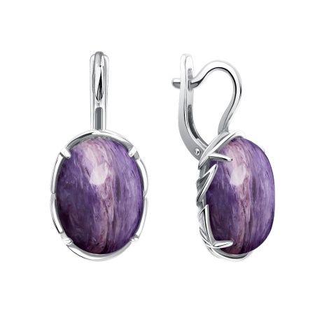 Серьги из серебра с чароитами 2340465707 от KRASNOE, металл Серебро, вставка Чароит