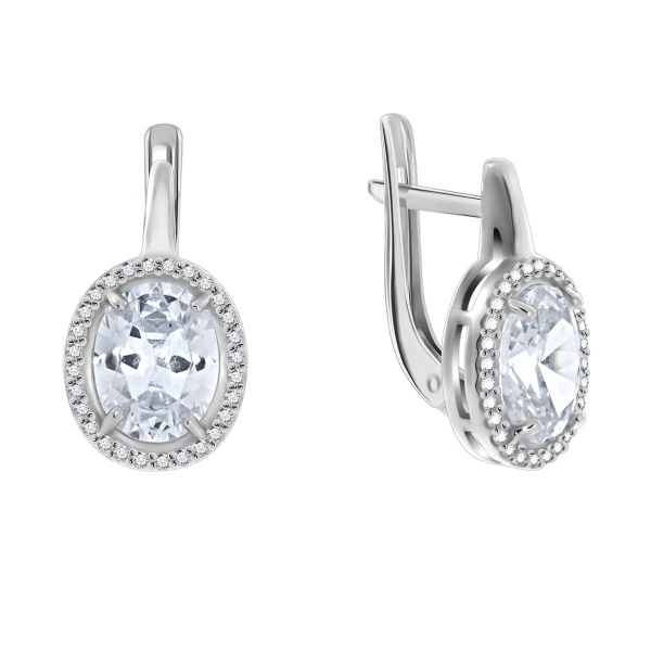 Серьги из серебра с фианитами 2340200282л от KRASNOE, металл Серебро, вставка Фианит