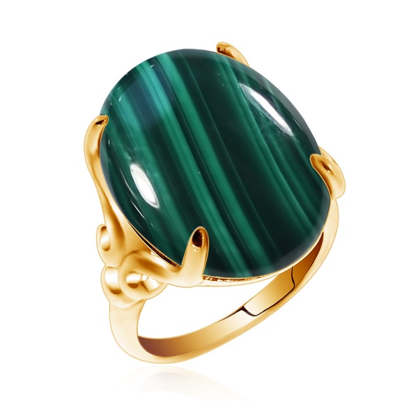 Кольцо из серебра с малахитом со скидкой