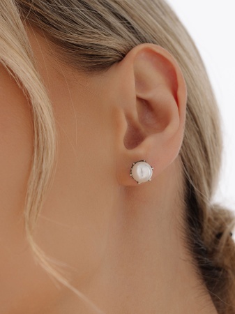 Пусеты из серебра с жемчугом