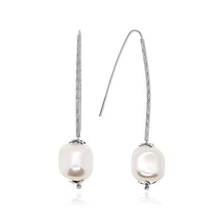 Серьги из серебра с жемчугом со скидкой