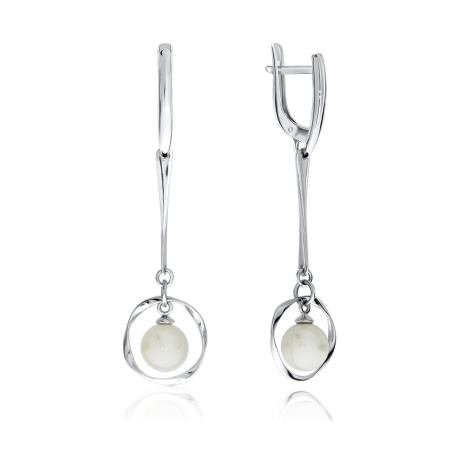 Серьги из серебра с жемчугом со скидкой