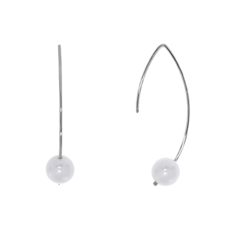 Серьги из серебра с жемчугом 2340241063 от KRASNOE, металл Серебро, вставка Жемчуг Имитация