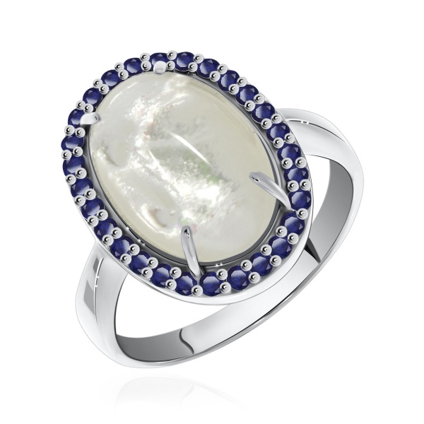 Купить кольцо из серебра с перламутром и ситаллами в интернет-магазине KRASNOE