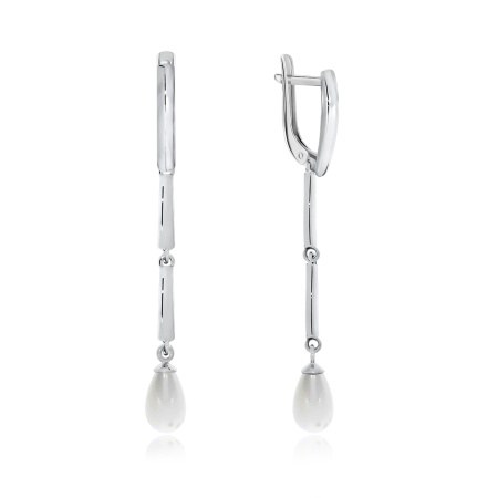 Серьги из серебра с жемчугом 2340240740 от KRASNOE, металл Серебро, вставка Жемчуг Имитация