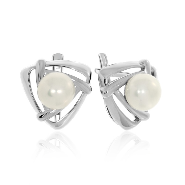 Серьги из серебра с жемчугами со скидкой