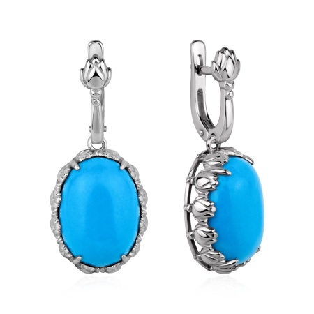 Серьги из серебра с бирюзой 2340Б26311 от KRASNOE, металл Серебро, вставка 