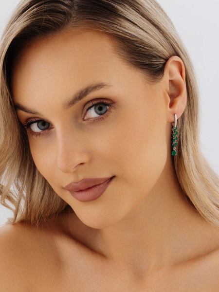 Серьги из серебра с агатами со скидкой