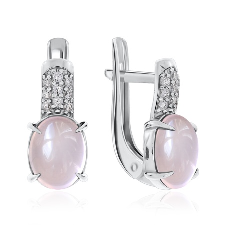 Серьги из серебра с кварцем и фианитами