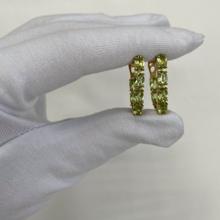 Серьги из серебра с хризолитами