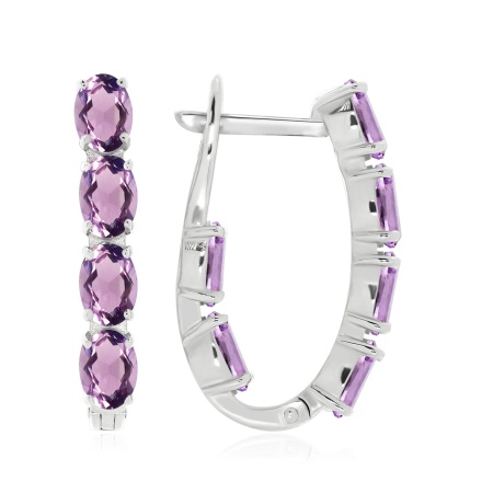 Серьги из серебра с аметист 2340061182 от KRASNOE, металл Серебро, вставка Аметист