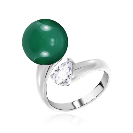 Купить кольцо из серебра с агатом и фианитом в интернет-магазине KRASNOE