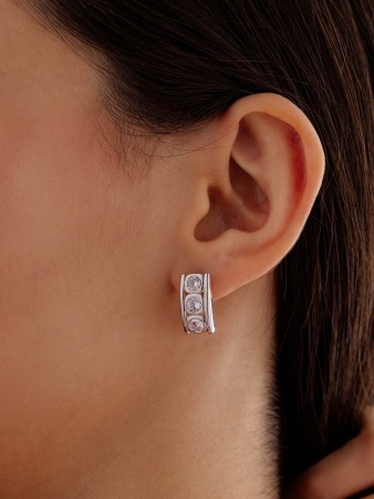 Серьги из серебра с фианитами 2340201336 от KRASNOE, металл Серебро, вставка Фианит