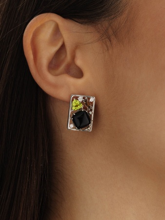 Серьги из серебра с агатами, ситаллами и фианитами 2340391177-20 от KRASNOE, металл Серебро, вставка Агат