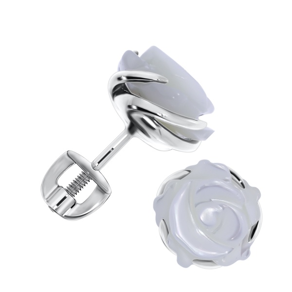 Пусеты из серебра с перламутром П340491310 от KRASNOE, металл Серебро, вставка Перламутр