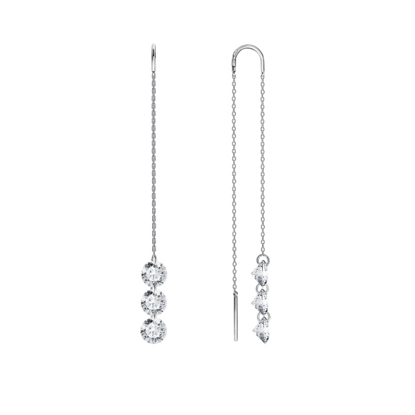 Серьги из серебра с фианитом 2340200757-3 от KRASNOE, металл Серебро, вставка Фианит