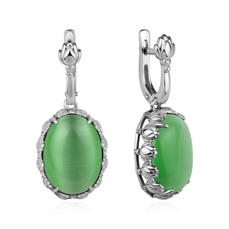 Серьги из серебра с кошачим глазом 2340266311-60 от KRASNOE, металл Серебро, вставка 