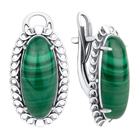 Серьги из серебра с малахитами