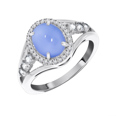 Купить кольцо из серебра с халцедонами и фианитами в интернет-магазине KRASNOE
