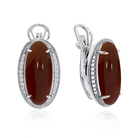 Серьги из серебра с агатами и фианитами