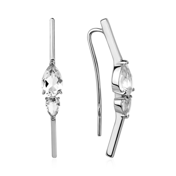 Серьги из серебра с фианитами со скидкой