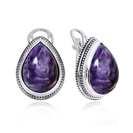 Серьги из серебра с чароитом