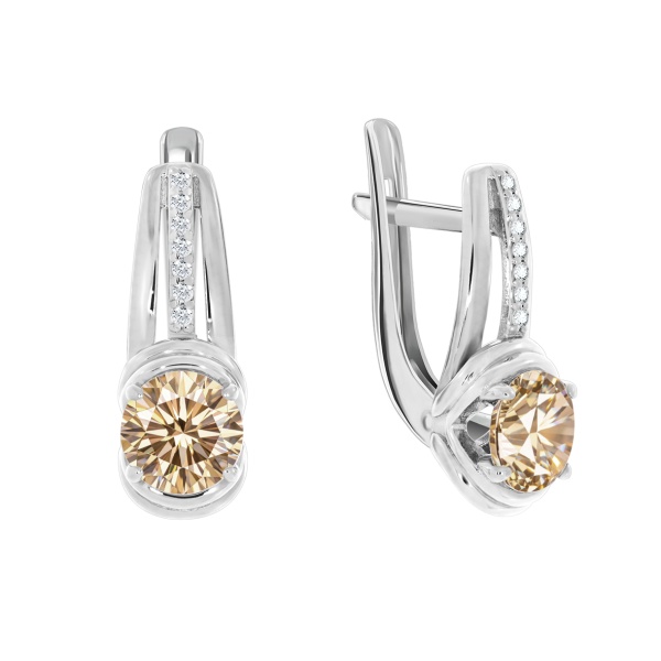 Серьги из серебра с муассанитом в ювелирном интернет-магазине