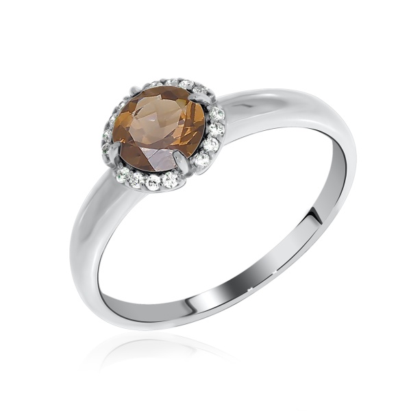 Купить кольцо из серебра с топазом и фианитами в интернет-магазине KRASNOE