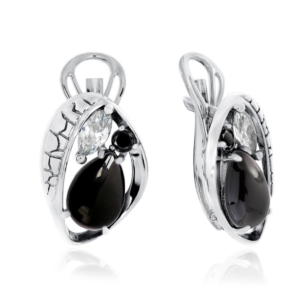 Серьги из серебра с агатами и фианитами 2310391175-20 от KRASNOE, металл Серебро, вставка Агат