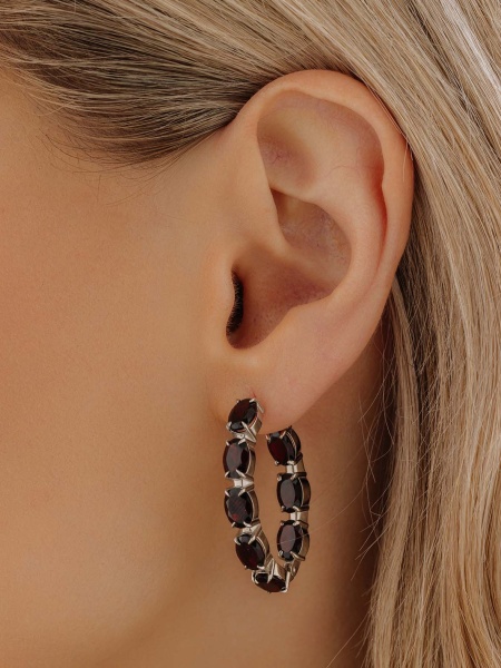 Серьги из серебра с гранатами