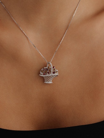 Купить подвеска из серебра с кристалл ювелирныйами и фианитами