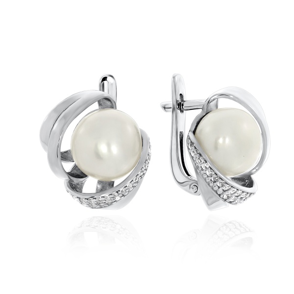 Серьги из серебра с жемчугами