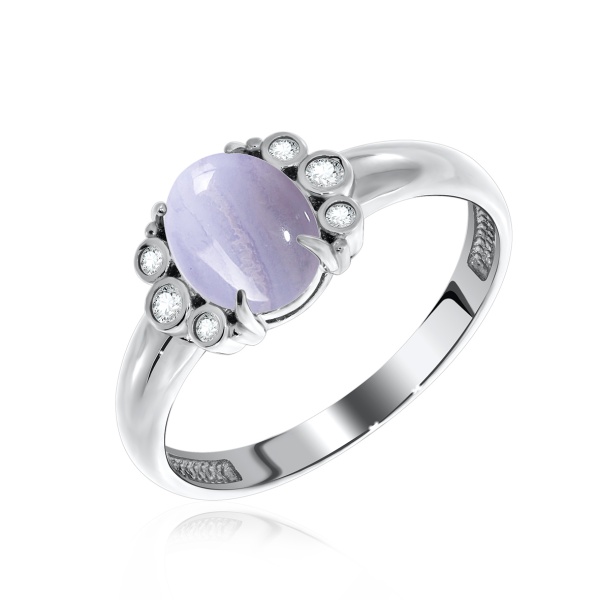 Купить кольцо из серебра с агатом и фианитами в интернет-магазине KRASNOE
