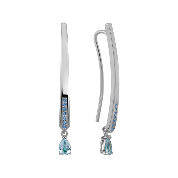 Серьги из серебра с топазами и ситаллами в ювелирном интернет-магазине