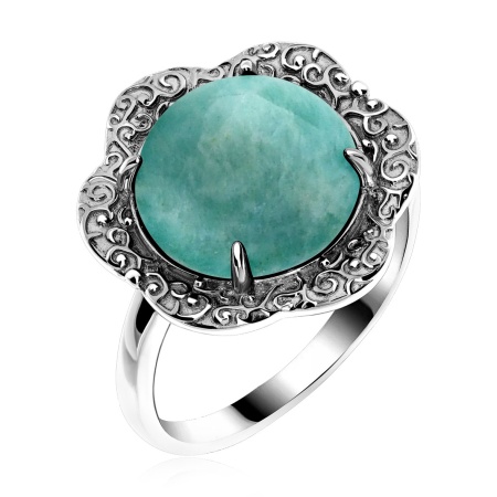 Купить кольцо из серебра с амазонитом в интернет-магазине KRASNOE