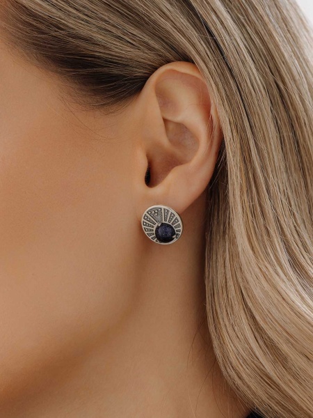 Серьги из серебра с авантюринами в ювелирном интернет-магазине