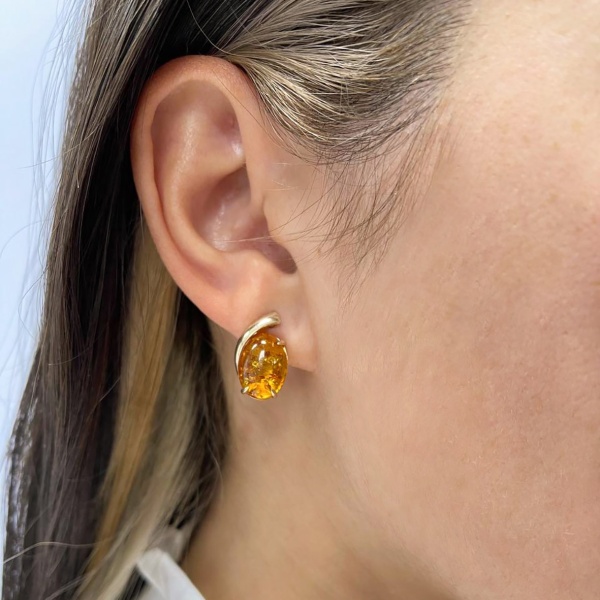 Серьги из серебра с янтарём в ювелирном интернет-магазине