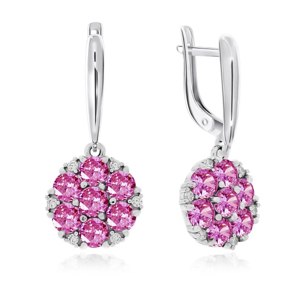 Серьги из серебра с фианитами и топазами