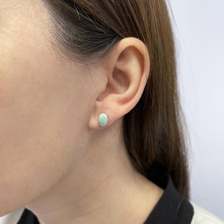 Пусеты из серебра с амазонитами 2320372321 от KRASNOE, металл Серебро, вставка Амазонит