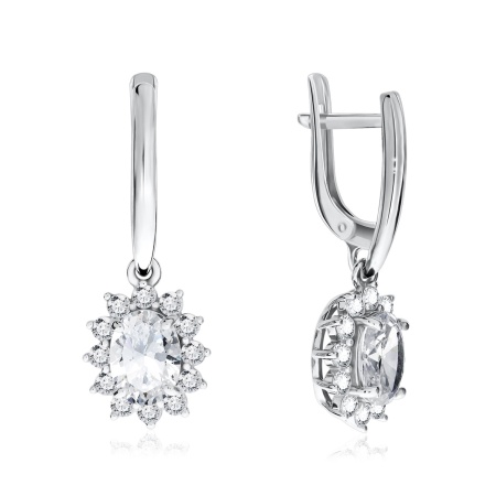 Серьги из серебра с фианитами 2340200216л от KRASNOE, металл Серебро, вставка Фианит