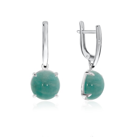 Серьги из серебра с амазонитами 2340372311 от KRASNOE, металл Серебро, вставка Амазонит