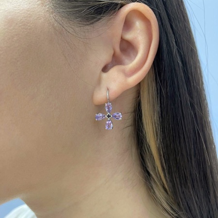 Серьги из серебра с аметист