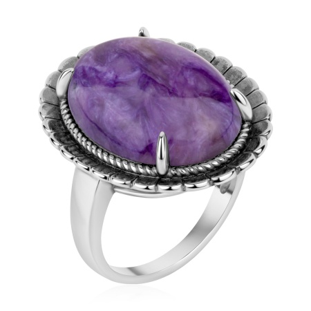 Купить кольцо из серебра с чароитом  в интернет-магазине KRASNOE