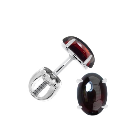 Пусеты из серебра с гранатами